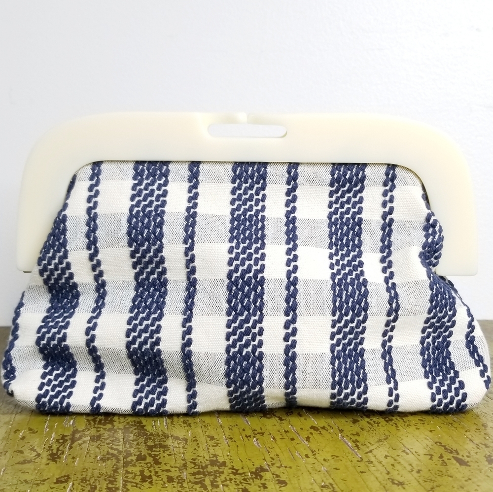 Anthropologie Pilcro Letterpress Clutch Navy